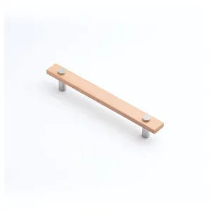 Lenah 160mm Cabinet Handle, European Beech & Satin Chrome Face Caps by Castella, a Cabinet Hardware for sale on Style Sourcebook