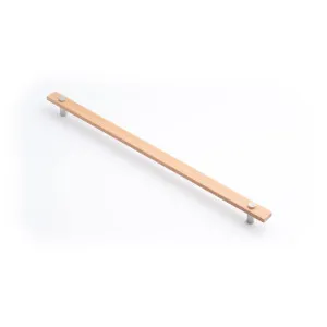 Lenah 416mm Cabinet Handle, European Beech & Polished Chrome Face Caps by Castella, a Cabinet Hardware for sale on Style Sourcebook