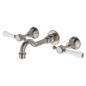 Lillian Lever Wall Set, Brushed Nickel & Ceramic by Fienza, a Bathroom Taps & Mixers for sale on Style Sourcebook