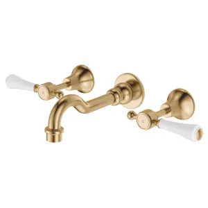 Lillian Lever Wall Set, Urban Brass & Ceramic by Fienza, a Bathroom Taps & Mixers for sale on Style Sourcebook