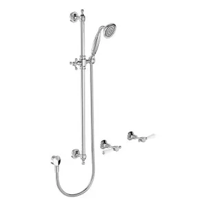 Lillian Lever Rail Shower Set, Chrome with Ceramic White Handle by Fienza, a Shower Heads & Mixers for sale on Style Sourcebook