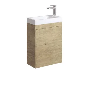 Denzel Edge Wall Hung 450Mm Ensuite Vanity Scandi Oak With Ceramic Basin by Fienza, a Vanities for sale on Style Sourcebook
