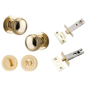 Paddington Knob Round Rose Privacy Kit w Separate Privacy Turn Polished Brass by Iver, a Door Hardware for sale on Style Sourcebook