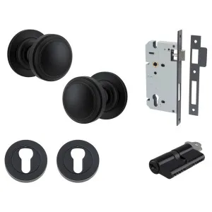Paddington Knob Round Rose Entrance Kit w Separate High Security Lock Matt Black by Iver, a Door Hardware for sale on Style Sourcebook