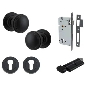 Paddington Knob Round Rose Entrance Kit w Separate High Security Lock Matt Black by Iver, a Door Hardware for sale on Style Sourcebook