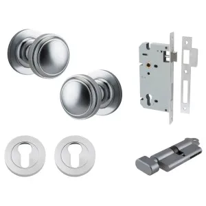 Paddington Knob Round Rose Entrance Kit w Separate High Security Lock Brushed Chrome by Iver, a Door Hardware for sale on Style Sourcebook