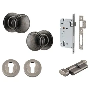 Paddington Knob Round Rose Entrance Kit w Separate High Security Lock Distressed Nickel by Iver, a Door Hardware for sale on Style Sourcebook