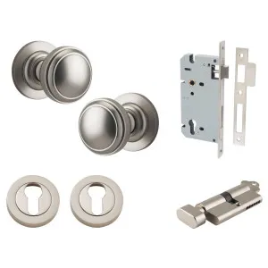 Paddington Knob Round Rose Entrance Kit with Separate High Security Lock Satin Nickel by Iver, a Door Hardware for sale on Style Sourcebook