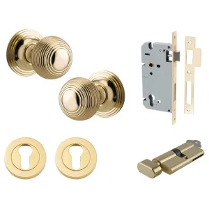 Guildford Knob Round Rose Entrance Kit w Separate High Security Lock Polished Brass by Iver, a Door Hardware for sale on Style Sourcebook