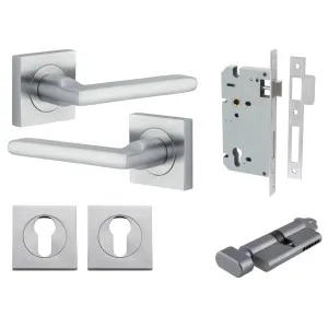 Baltimore Lever Square Rose Entrance Kit w Separate High Security Lock Brushed Chrome by Iver, a Door Hardware for sale on Style Sourcebook