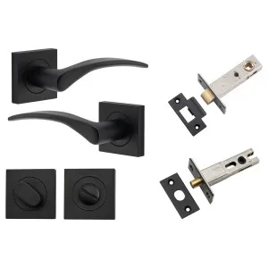 Oxford Lever Square Rose Privacy Kit w Separate Privacy Turn Matt Black by Iver, a Door Hardware for sale on Style Sourcebook