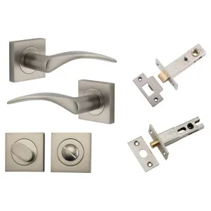 Oxford Lever Square Rose Privacy Kit w Separate Privacy Turn Satin Nickel by Iver, a Door Hardware for sale on Style Sourcebook