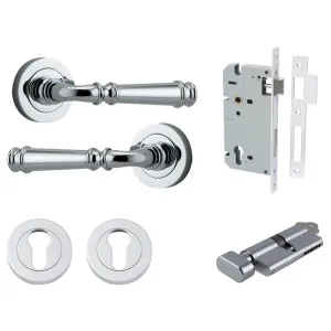Verona Lever Round Rose Entrance Kit w Separate High Security Lock Polished Chrome by Iver, a Door Hardware for sale on Style Sourcebook