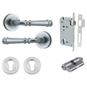 Verona Lever Round Rose Entrance Kit w Separate High Security Lock Brushed Chrome by Iver, a Door Hardware for sale on Style Sourcebook