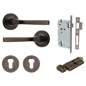 Annecy Lever Round Rose Entrance Kit w Separate High Security Lock Signature Brass by Iver, a Door Hardware for sale on Style Sourcebook