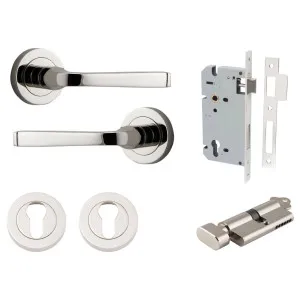 Annecy Lever Round Rose Entrance Kit w Separate High Security Lock Polished Nickel by Iver, a Door Hardware for sale on Style Sourcebook