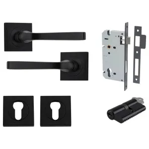 Annecy Lever Square Rose Entrance Kit w Separate High Security Lock Matt Black by Iver, a Door Hardware for sale on Style Sourcebook