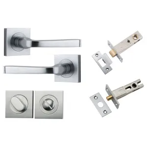 Annecy Lever Square Rose Privacy Kit w Separate Privacy Turn Brushed Chrome by Iver, a Door Hardware for sale on Style Sourcebook