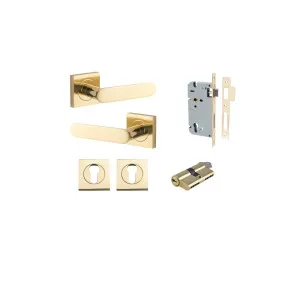 Bronte Lever Square Rose Entrance Kit w High Security Lock Polished Brass by Iver, a Door Hardware for sale on Style Sourcebook