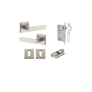 Bronte Lever Square Rose Entrance Kit w High Security Lock Satin Nickel by Iver, a Door Hardware for sale on Style Sourcebook