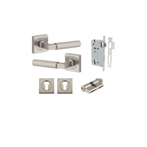 Brunswick Lever Square Rose Entrance Kit w High Security Lock Satin Nickel by Iver, a Door Hardware for sale on Style Sourcebook