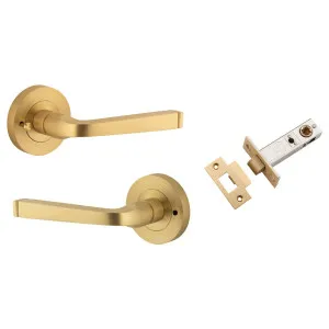 Annecy Lever Round Rose (Inbuilt Privacy) Brushed Brass by Iver, a Door Hardware for sale on Style Sourcebook