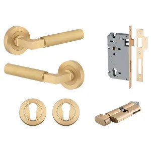 Berlin Lever Round Rose Entrance Kit w High Security Lock Brushed Brass by Iver, a Door Hardware for sale on Style Sourcebook