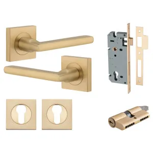 Baltimore Lever Square Rose Entrance Kit w Separate High Security Lock Brushed Brass by Iver, a Door Hardware for sale on Style Sourcebook