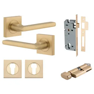 Baltimore Lever Square Rose Entrance Kit w Separate High Security Lock Brushed Brass by Iver, a Door Hardware for sale on Style Sourcebook