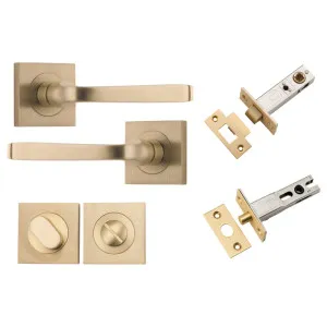 Annecy Lever Square Rose Privacy Kit w Separate Privacy Turn Brushed Brass by Iver, a Door Hardware for sale on Style Sourcebook