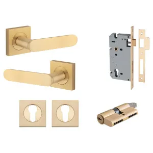 Bronte Lever Square Rose Entrance Kit w High Security Lock Brushed Brass by Iver, a Door Hardware for sale on Style Sourcebook