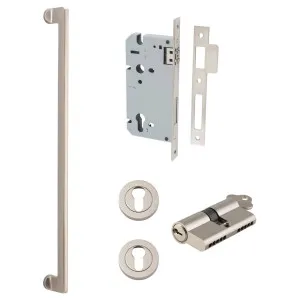 Baltimore Pull Handle 600mm Entrance Kit w Separate High Security Lock Satin Nickel by Iver, a Door Hardware for sale on Style Sourcebook