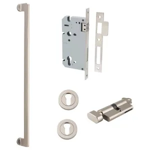 Baltimore Pull Handle 600mm Entrance Kit w Separate High Security Lock Satin Nickel by Iver, a Door Hardware for sale on Style Sourcebook