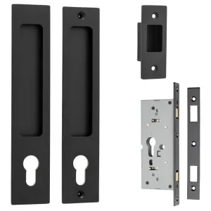 Rectangular Sliding Door Pull Entrance Kit with High Security Lock Matt Black by Iver, a Door Hardware for sale on Style Sourcebook