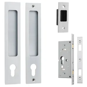 Rectangular Sliding Door Pull Entrance Kit w High Security Lock Brushed Chrome by Iver, a Door Hardware for sale on Style Sourcebook