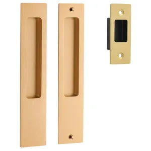 Rectangular Sliding Door Pull Passage Kit Brushed Brass by Iver, a Door Hardware for sale on Style Sourcebook