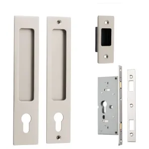 Rectangular Sliding Door Pull Entrance Kit with High Security Lock Satin Nickel by Iver, a Door Hardware for sale on Style Sourcebook