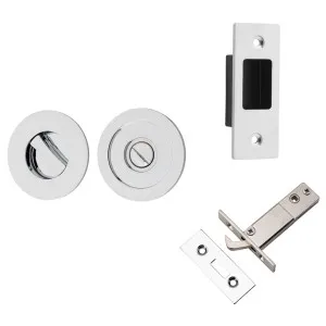 Round Sliding Door Pull Privacy Kit with Inbuilt Privacy Turn Polished Chrome by Iver, a Door Hardware for sale on Style Sourcebook