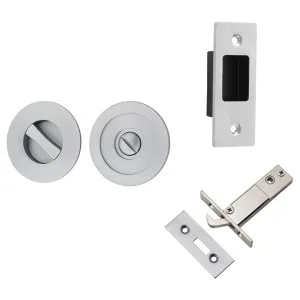 Round Sliding Door Pull Privacy Kit with Inbuilt Privacy Turn Brushed Chrome by Iver, a Door Hardware for sale on Style Sourcebook