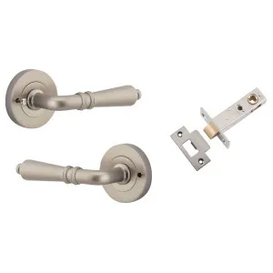 Sarlat Lever Round Rose (Inbuilt Privacy) Satin Nickel by Iver, a Door Hardware for sale on Style Sourcebook