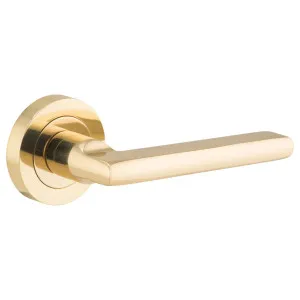 Baltimore Lever on Round Rose, Polished Brass by Iver, a Door Hardware for sale on Style Sourcebook
