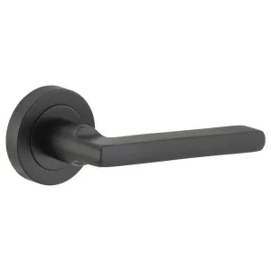 Baltimore Lever on Round Rose, Matte Black by Iver, a Door Hardware for sale on Style Sourcebook