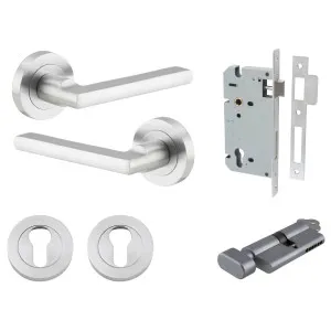 Baltimore Lever Round Rose Entrance Kit w Separate High Security Lock Brushed Chrome by Iver, a Door Hardware for sale on Style Sourcebook