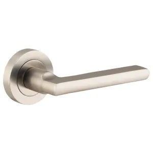 Baltimore Lever on Round Rose, Satin Nickel by Iver, a Door Hardware for sale on Style Sourcebook