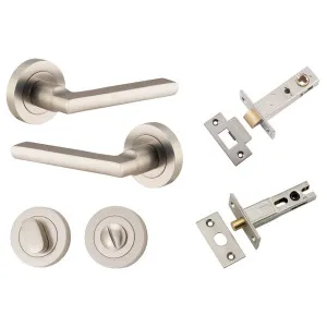 Baltimore Lever Round Rose Privacy Kit w Separate Privacy Turn Satin Nickel by Iver, a Door Hardware for sale on Style Sourcebook