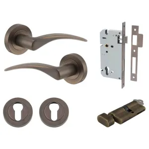Oxford Lever Round Rose Entrance Kit w Separate High Security Lock Signature Brass by Iver, a Door Hardware for sale on Style Sourcebook