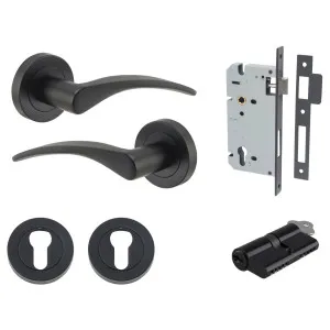 Oxford Lever Round Rose Entrance Kit w Separate High Security Lock Matt Black by Iver, a Door Hardware for sale on Style Sourcebook