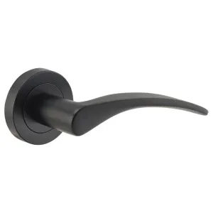 Oxford Lever on Round Rose, Matte Black by Iver, a Door Hardware for sale on Style Sourcebook