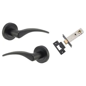 Oxford Lever Round Rose Passage Kit Matt Black by Iver, a Door Hardware for sale on Style Sourcebook