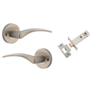 Oxford Lever Round Rose (Inbuilt Privacy) Satin Nickel by Iver, a Door Hardware for sale on Style Sourcebook